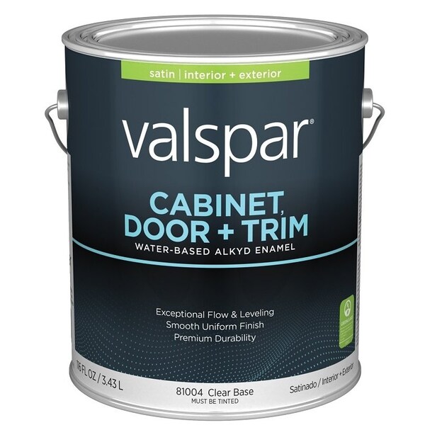 Valspar 8100 Cabinet, Door and Trim Paint Enamel, Water Base, Satin Sheen, Clear Base, 1 gal 028.0081004.007 - main