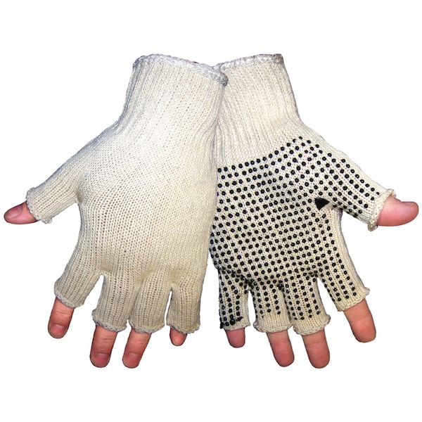 Global Glove Regular Weight Poly/Cotton, No Fingertip, PVC Dotted Gloves, Men's, 12PK S52NFD1 - main
