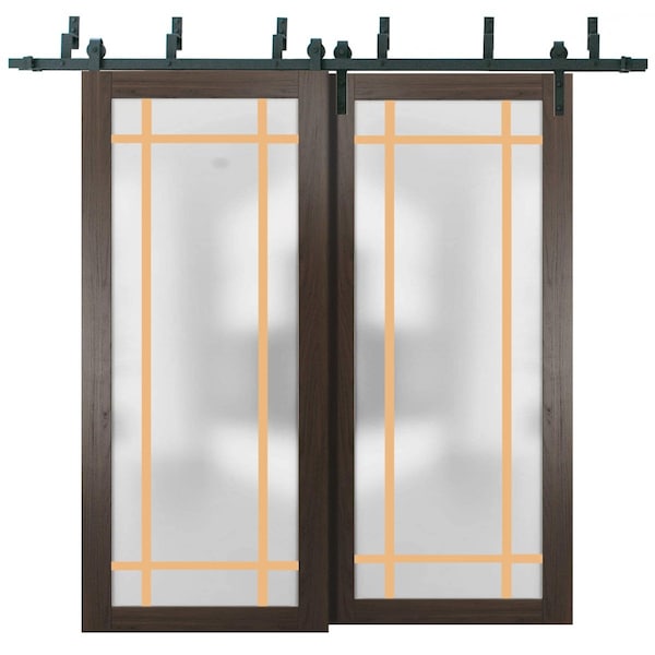 Sartodoors Sliding Closet Frosted Glass Barn Bypass Doors with Hardware Planum 2113 84x80 (2* 42x80) Solid Cor PLANUM2113BBB-CA-84 x 80 (2* 42x80) - main