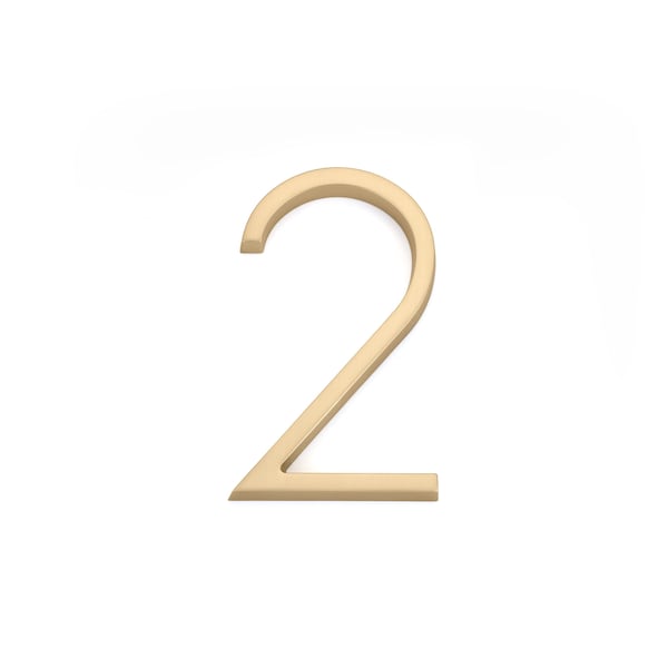 Emtek 7in Modern # 2 House Number Satin Brass Finish 2832US4 - main