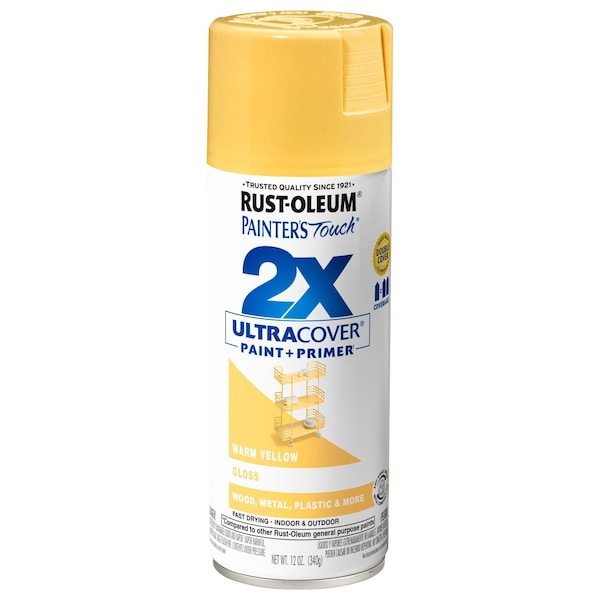 Rust-Oleum Spray Paint, Warm Yellow, Gloss, Solvent, 12 Oz 249091 - main