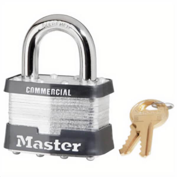 Master Lock Commercial Grade Non-Rekeyable Safety Padlock, Alike Key, 3/8 in Shackle, Laminated Steel Body 5KA-A445 - main