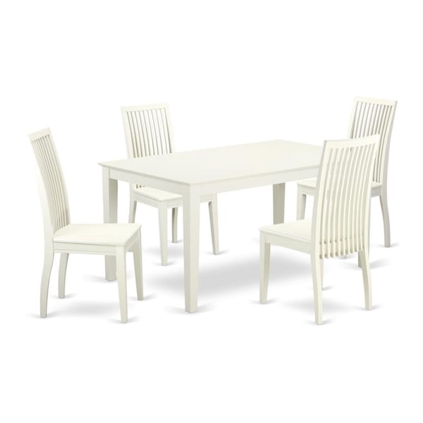 East West Furniture 5 Piece Dining Table Set, 5PK CAIP5-LWH-W - main