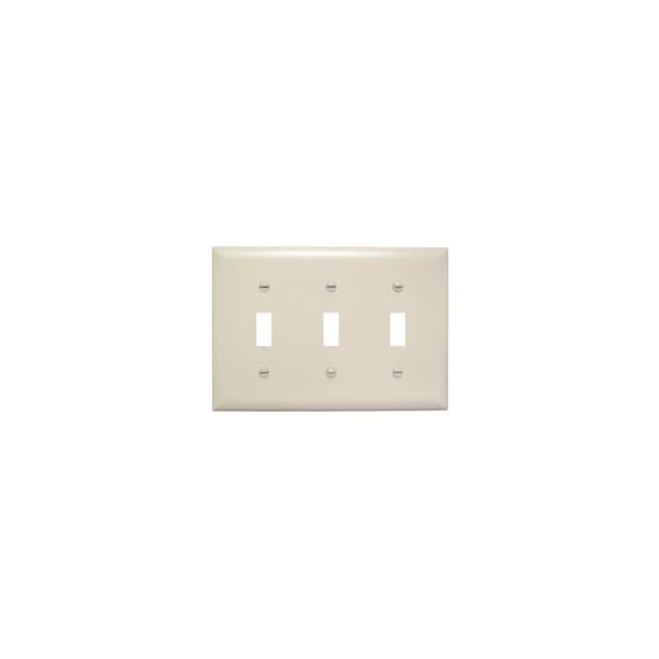 Pass & Seymour TradeMaster TP Wallplate, 4.6875 in L, 6.563 in W, 3 -Gang, Plastic, Light Almond TP3LACC12 - main
