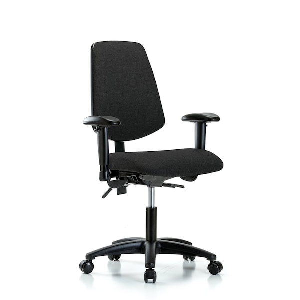 Blue Ridge Ergonomics Desk Chair Fab Desk Chair, Med, Bk, AA, Casters, Blk, Adjustable Arms, 19" to 24" Height, Fabric, Black BR-FDHCH-MB-RG-T0-A1-RC-F42 - main