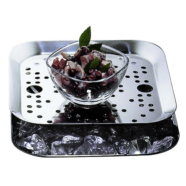 Mepra Plateau Royal Square Individual Seafood Presentation with Grill - 1 Piece - Stainless Steel 23056422G - main