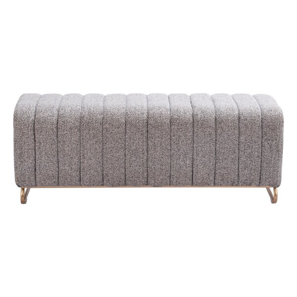 Homeroots 48in Gray and Gold Upholstered Bench 668854 - main