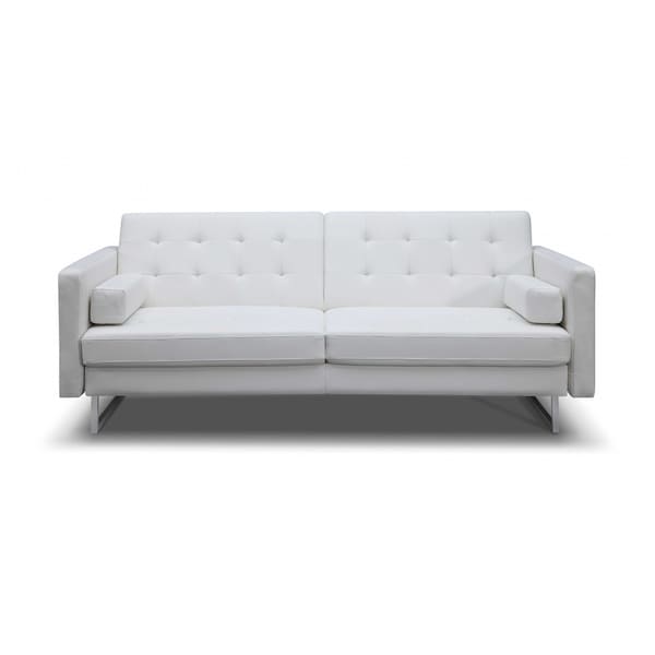 Homeroots 80" White Faux Leather Sleeper Sofa With Silver Legs 372117 - main