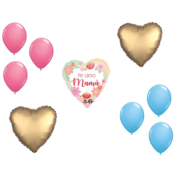 Loonballoon Mother's Day Theme Balloon Set, Mother's Day Te Amo Mama Filtered Ombre Balloon, Heart Foil 87744 - main
