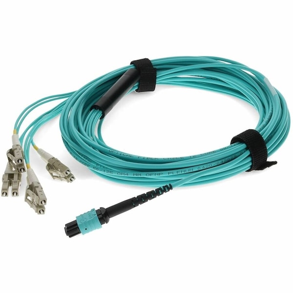 Add-On 10M MPO FEMALE TO 8XLC MALE OM4 8-STRAND STRAIGHT AQUA FIBER PLENUM FA ADD-MPO-4LC10M5OM4P - main