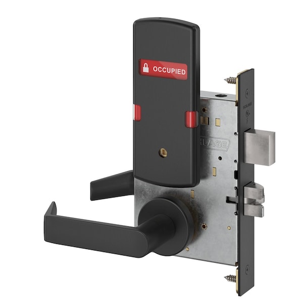 Schlage Grade 1 Privacy with Deadbolt Mortise Lock, 06 Lever, A Rose, Exterior Indicator Displays inVacant/ L9440 06A 622 OS-OCC - main