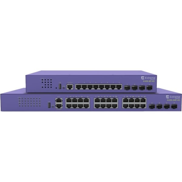 Extreme Networks X435-24P-4S 24 port 10/100/1000BASE-T PoE+ half/full duplex 4x1/2.5G unpopulated SFP 1 AC PSU X435-24P-4S - main