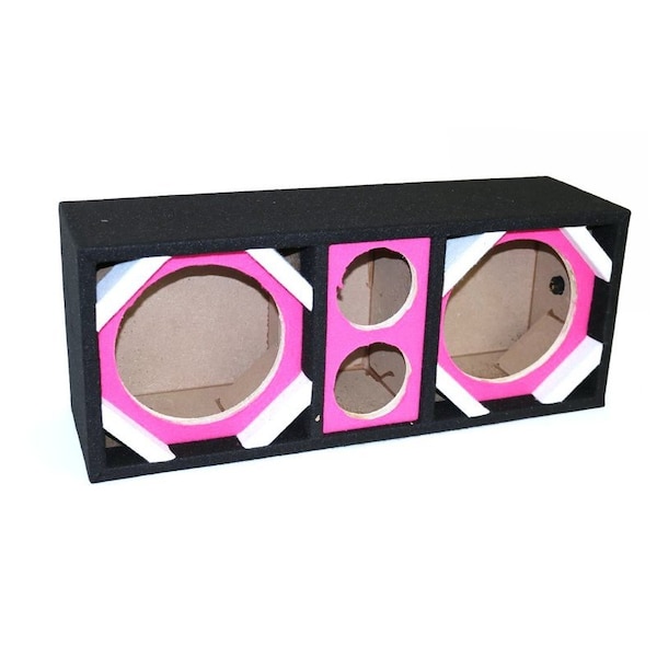 Deejay Led Two 8-in Woofers plus Two Tweeters Pink Empty Chuchera Speaker Enclosure D8T2PINK - main