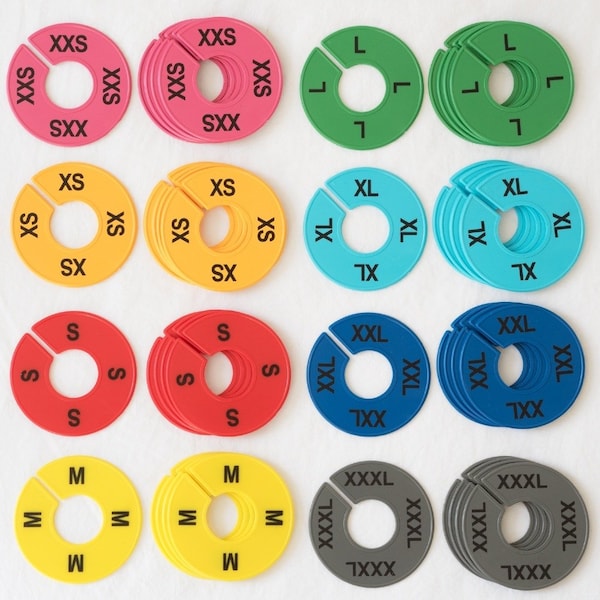 Nahanco Colorful Round Clothing Size Dividers, 8 Mixed Colors, Black Print8 Sizes, 5 pcs. each, 40PK CCKIT4 - main