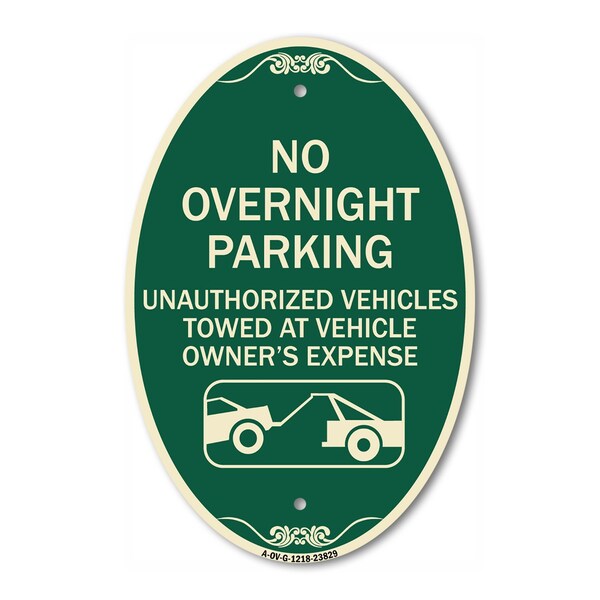 Signmission No Overnight Parking Unauthorized Vehicles Wi, 12 In X 18 In Architectural, Heavy Gauge Aluminum A-OV-G-1218-23829 - main