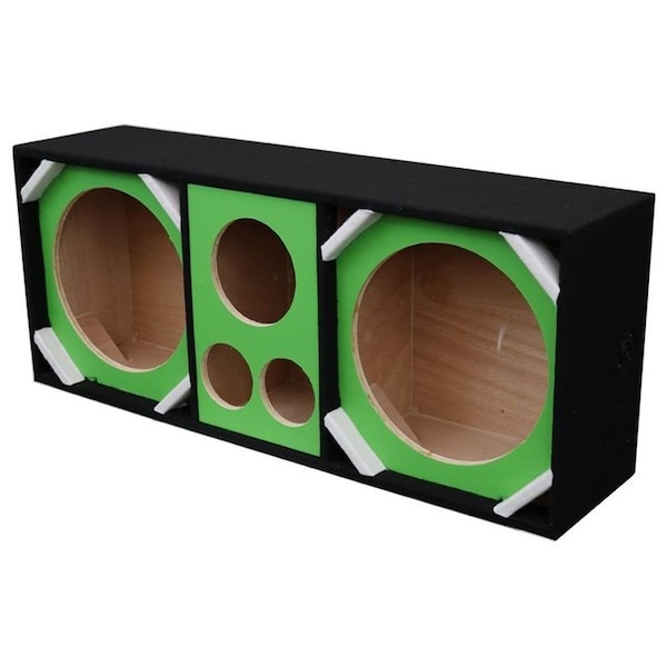 Deejay Led Two 12in Woofers plus Two Tweeters and One Horn GREEN VINYL Empty Chuchera Speaker Enclosure D12T2H1VYGREEN - main