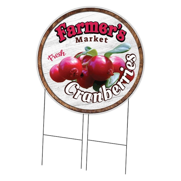 Signmission Farmers Market Cranberries Double Sided Corrugated Plastic Circle Yard, C-36-CIR-DS-WS-Cranberries C-36-CIR-DS-WS-Cranberries - main