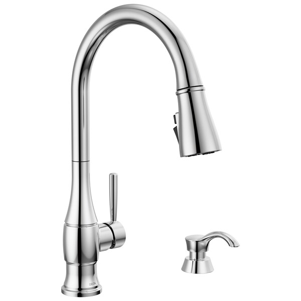 Delta Hazelwood Single Handle Pull-Down Kitchen Faucet With Soap Dispenser & Shieldspray Technology 19831Z-SD-DST - main