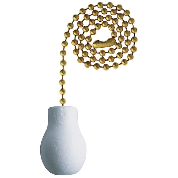 Westinghouse 12'' Polished Brass Pull Chain with Wht Wood Knob Ornament 77014 - main