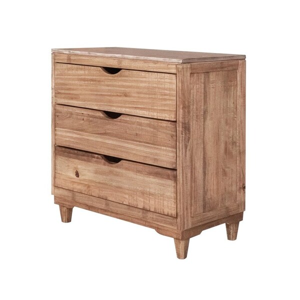 Homeroots 36" Natural Solid Wood Three Drawer Chest 524589 - main