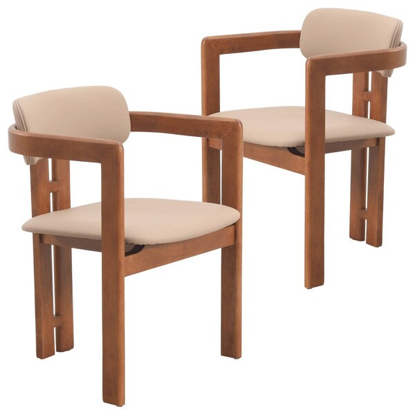 Leisuremod Velo Series Modern Dining Chair in Dark Natural Wood with Taupe Seat, 2PK VCA-51DTP-2 - main