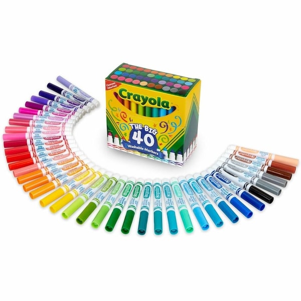 Crayola Washable Markers, Broad Line, Assorted Colors, PK40 5878-58 - main