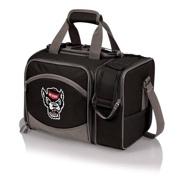 Picnic Time Family Of Brands NCAA NC State Wolfpack Malibu Cooler Picnic BasketBlack with Gray Accents 508-23-175-424-0 - main