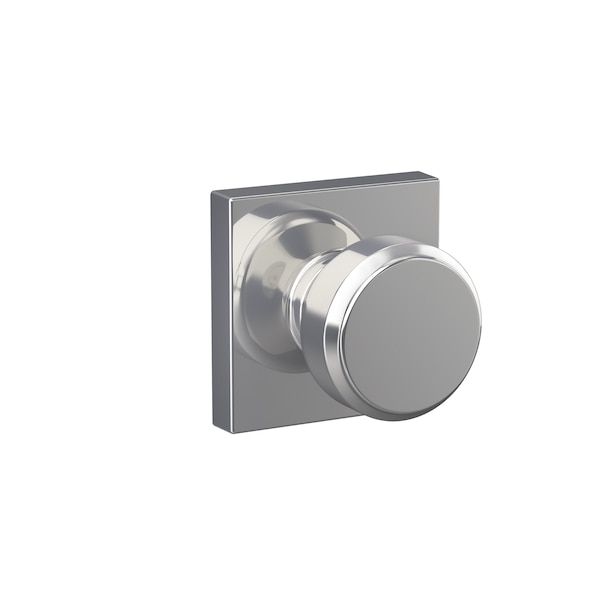 Schlage Residential Bowery Knob with Collins Rose Passage Lock with 16080 Latch and 10027 Strike Bright Chrome Finish F10BWE625COL - main
