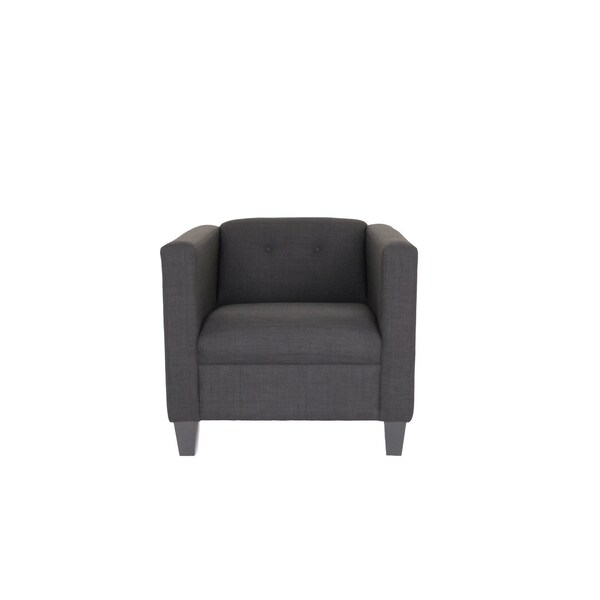 Homeroots 30" Dark Gray Upholstered Tufted Arm Chair 530519 - main
