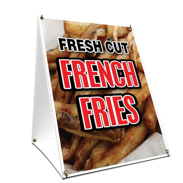 Signmission Fresh Cut French Fries, 36 Inch x 24 Inch A-frame Yard Sign, Plastic Sign SBC-2436-Fresh Cut French Fries - main