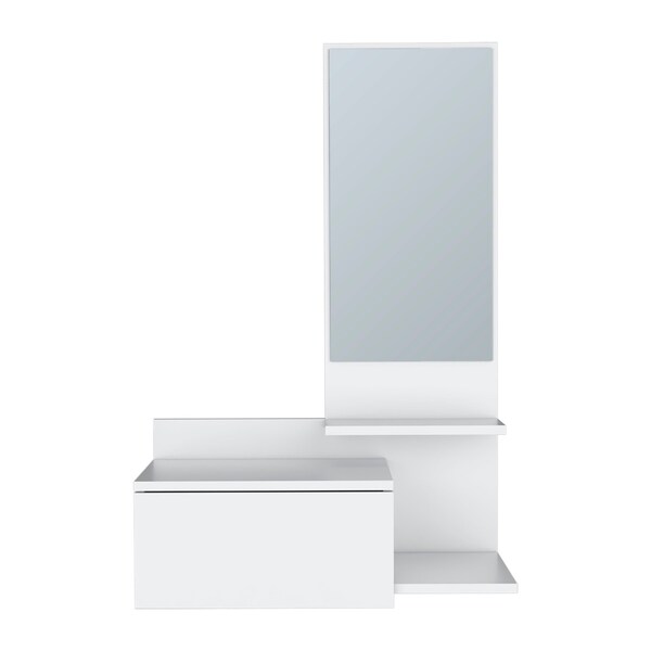 Homeroots 36" White Wood Wall Mounted Accent Cabinet With Drawer And Mirror 571402 - main