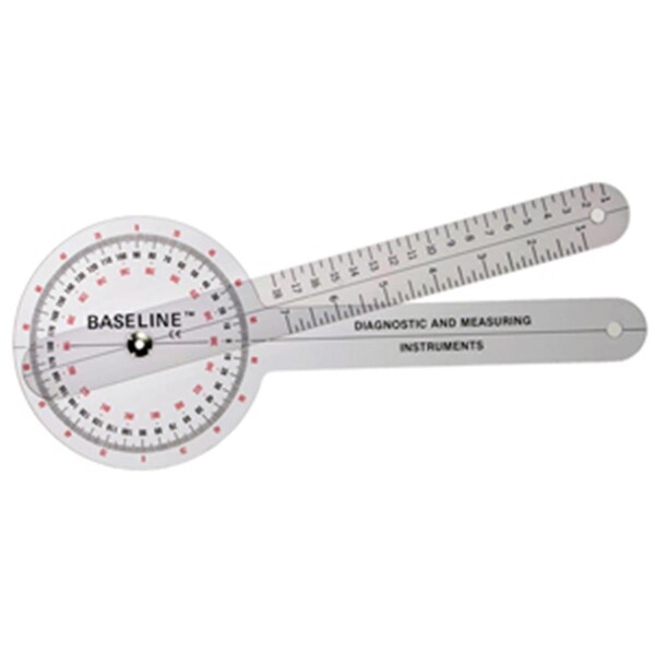 Baseline 360 deg Head Clear Plastic Goniometer 12 in. Arm, 25PK Baseline-12-1000-25 - main