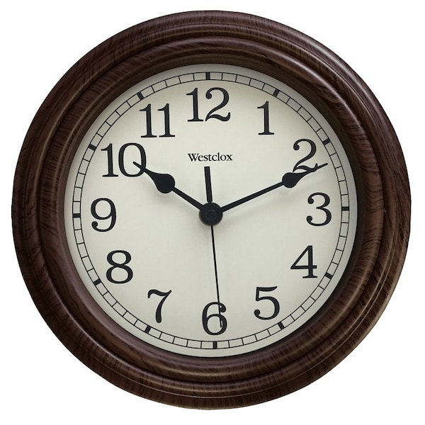 Westclox Classic Series Clock, Round, Almond Frame, Wood Clock Face, Analog 33883P - main
