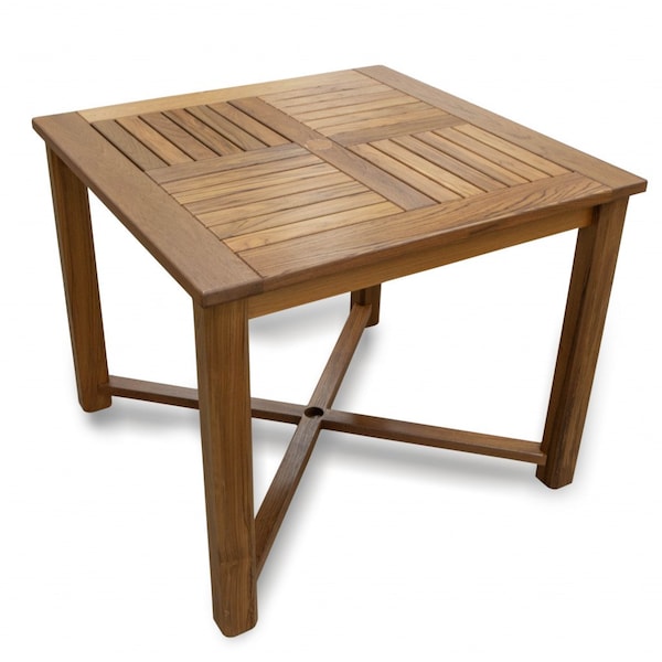 Homeroots 36" Brown Square Solid Wood Trestle Base Dining Table 476415 - main