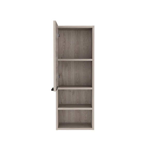 Homeroots 12" Light Gray Wood Freestanding Single Door Bathroom Vanity And Medicine Cabinet 543586 - main