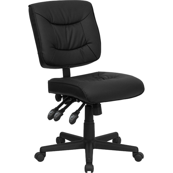 Flash Furniture Leather Task Chair, 22 1/4-, No Arm, Back, Seat, Frame: Black GO-1574-BK-GG - main