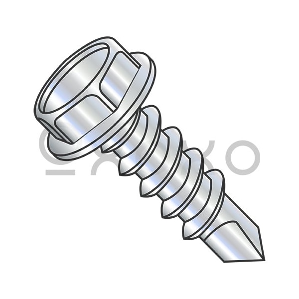 Oxoxo 1/4-14X1 7/16 A/F .172-.190 Hd Hgt Unslot Ind Hexwash Self Drilling Full Th ZincBake, 2000PK 452474 - main