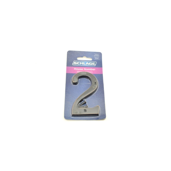 Schlage Residential Solid Brass Carded Classic House Number 2 Aged Bronze Finish SC23026716 - main