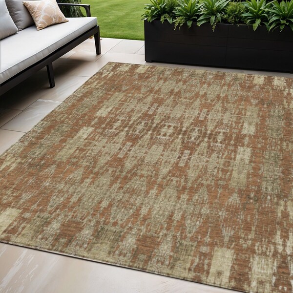 Homeroots 5' X 8' Orange Taupe And Beige Moroccan Washable Indoor Outdoor Area Rug 577212 - main