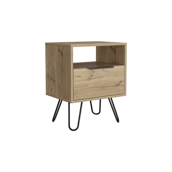 Homeroots 22" Beige Wood Nightstand 543641 - main