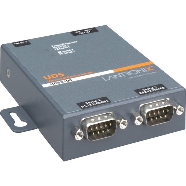 Lantronix 2 Port Serial (RS232/ RS422/ RS485) to IP Ethernet Device Server - US Domestic 110 VAC UD2100001-01 - main