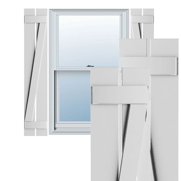 Ekena Millwork True Fit PVC, Two Board Spaced Board-n-Batten Shutters w/Z-Bar, Unfinished , 11 1/4W x 32H, PR TFP102SB11X032UN - main