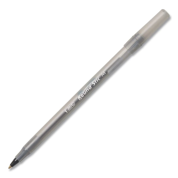 Bic Round Stic Grip Xtra Comfort Ballpoint Pen, Easy-Glide System, Stick, Medium 1.2 mm, Black Ink, 12PK GSMG11BLKCT - main