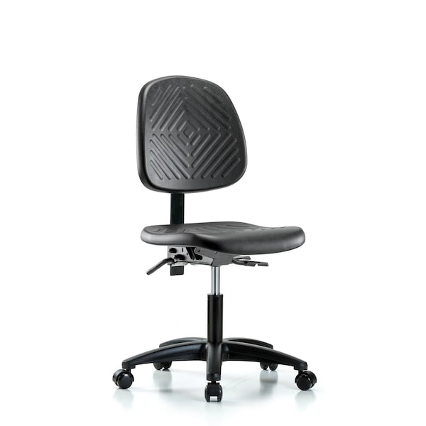 Blue Ridge Ergonomics Desk Chair Desk Chair, Med, Poly, Bk, Casters, No Arms, 17" to 22" Height, Black; Blue BR-PDHCH-MB-RG-T0-A0-RC - main