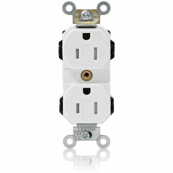 Leviton Straight Blade Receptacle, 5-15R, 15 A, 125V AC, Self-Grounded MT562-SW - main
