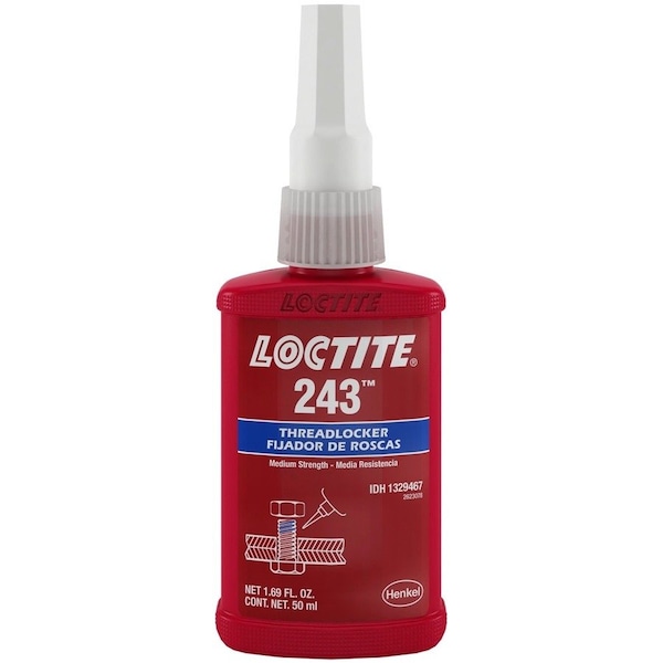 Loctite 243 Threadlocker, Medium strength Oil Resistant, 50 ml Bottle, Blue 1 1329467 - main