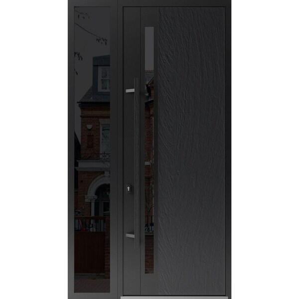 Vdomdoors Steel Door Dekton 0163 Ardesia Nero 96”/ Side Exterior Window Sidelite Entry Door Painted W36+14x DEKTON0163EXD-ARD-W36+14xH96-RH-I - main