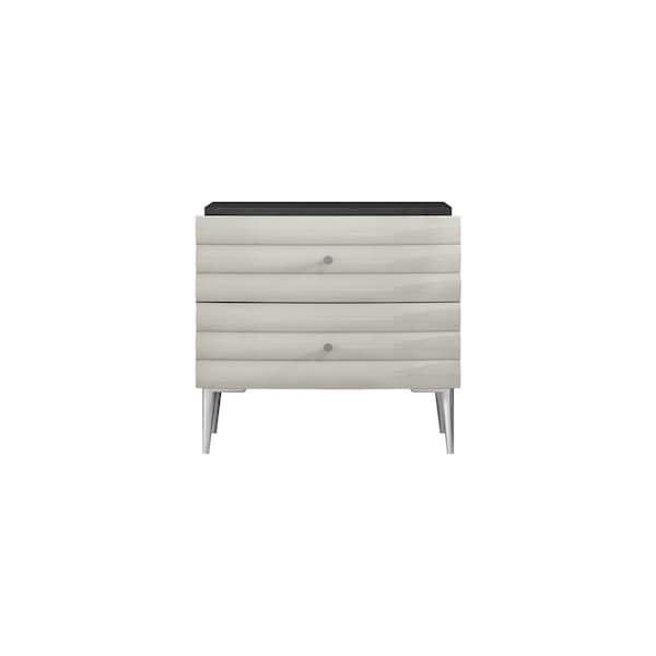 Homeroots 18" Dark Gray And Ivory Light Gray Two Drawer Nightstand 487331 - main