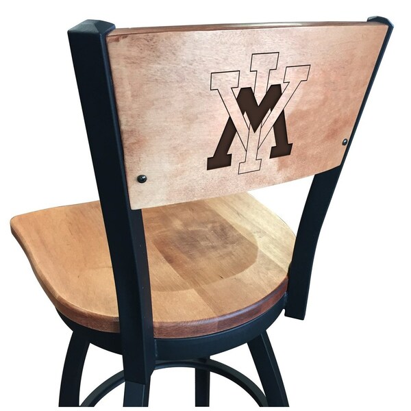 Holland Bar Stool Co 25" Blk Wrnkl Virginia Military Inst Swivel Bar Stool, Engraved Back L03825BWMedMplAVAMilIMedMpl - main