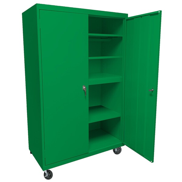 Steel Cabinets Usa Mobile Steel Storage Cabinet, 36" W, 72" H, Pure Green, 4 Shelves MAAH-36722RB-P GRN - main